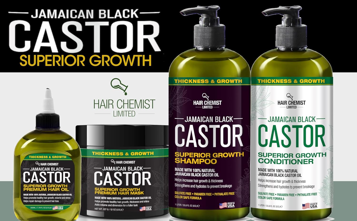 Hair Chemist Superior Growth Jamaican Black Castor Shampoo 33.8oz & Conditioner 33.8oz - 2-PC Shampoo & Conditioner for Hair Growth - Image 8