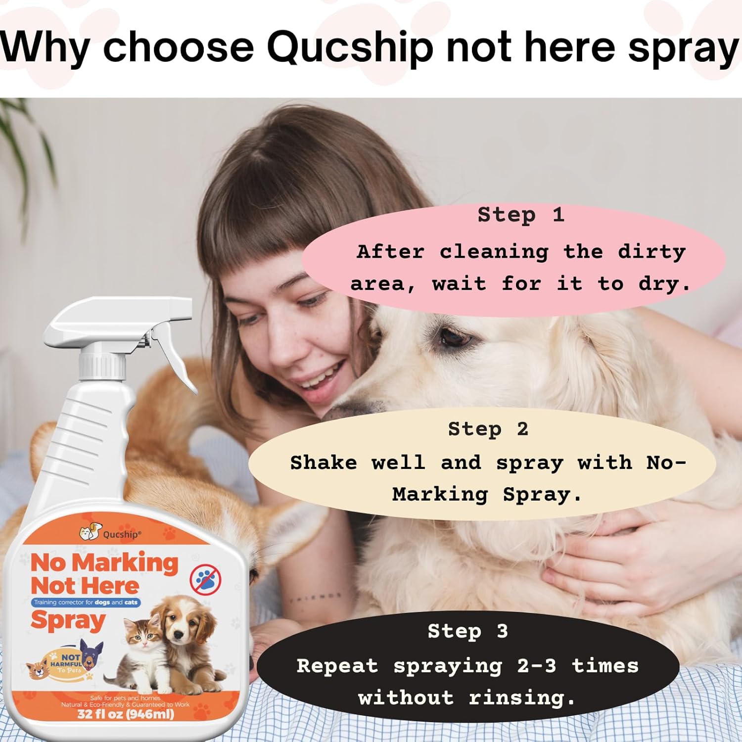 Qucship Safe and Effective Dog Stay Away Spray for Indoor Training - Eeay to use-32oz - Image 2