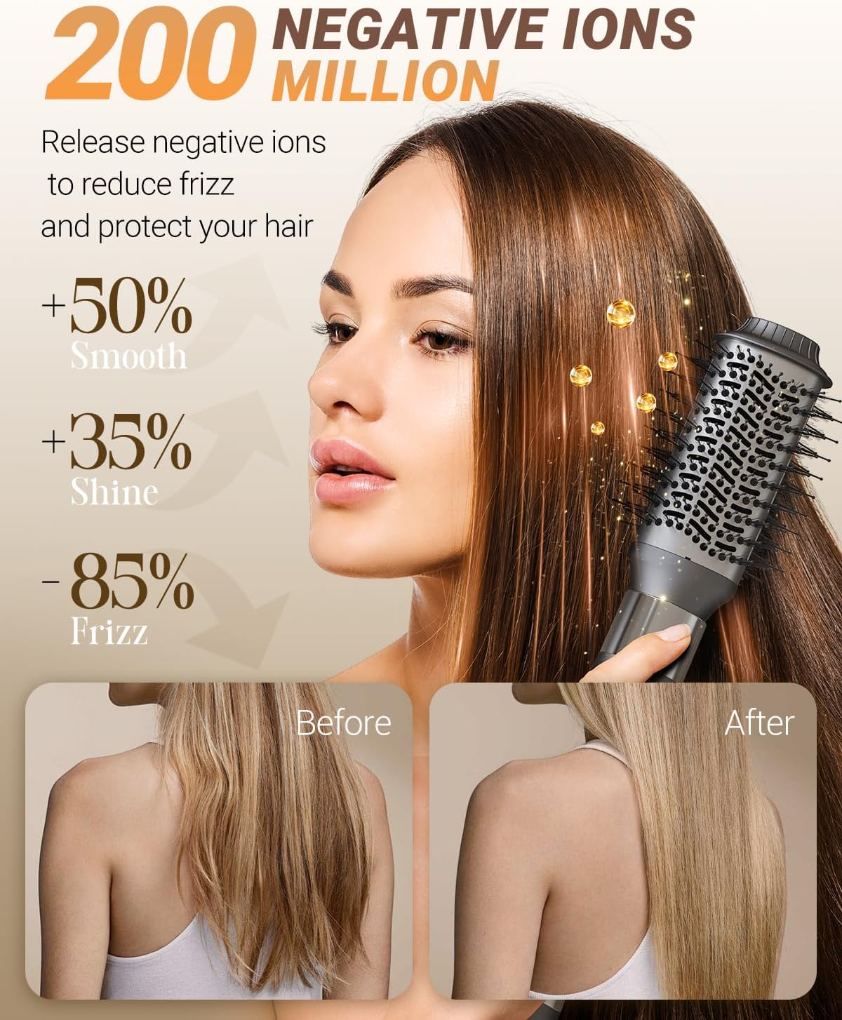 Hair Dryer Brush 6 in 1 Professional Hot Air Styler, 110,000 RPM High-Speed Negative Ionic Hair Dryer, Auto Wrap Curler Frizz-Free Blow Dryer Brush for Curling Volumizing Straightening Styling - Image 4