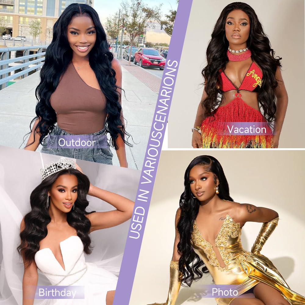 32 Inch Body Wave Lace Front Wigs Human Hair Pre Plucked With Bleached Knots 13x6 HD Lace Frontal Human Hair Wigs 200 Density Natural Color Human Hair Wig - Image 3
