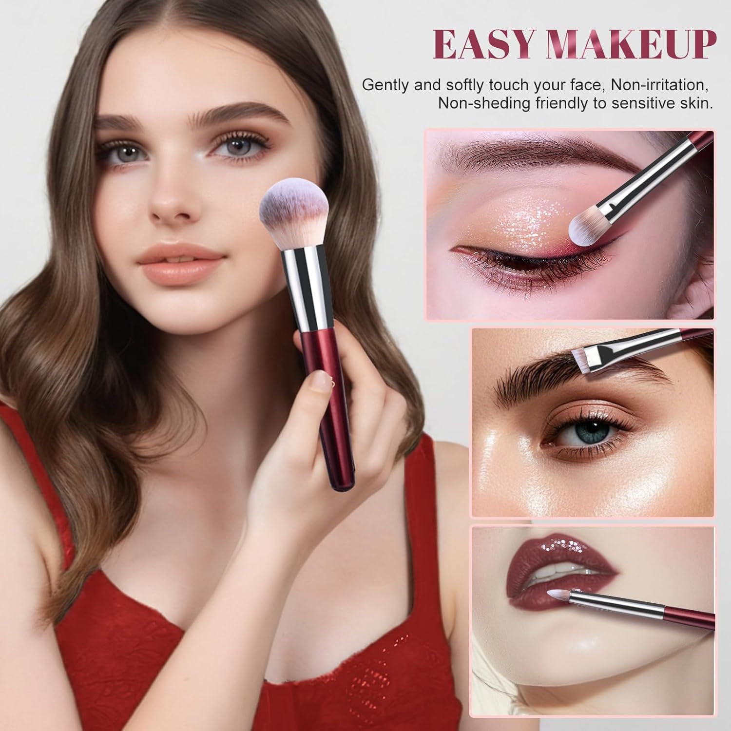 BS-MALL Makeup Brush Set Premium Synthetic Foundation Powder Concealers Eye shadows Blush Makeup Brushes with black case - Image 6