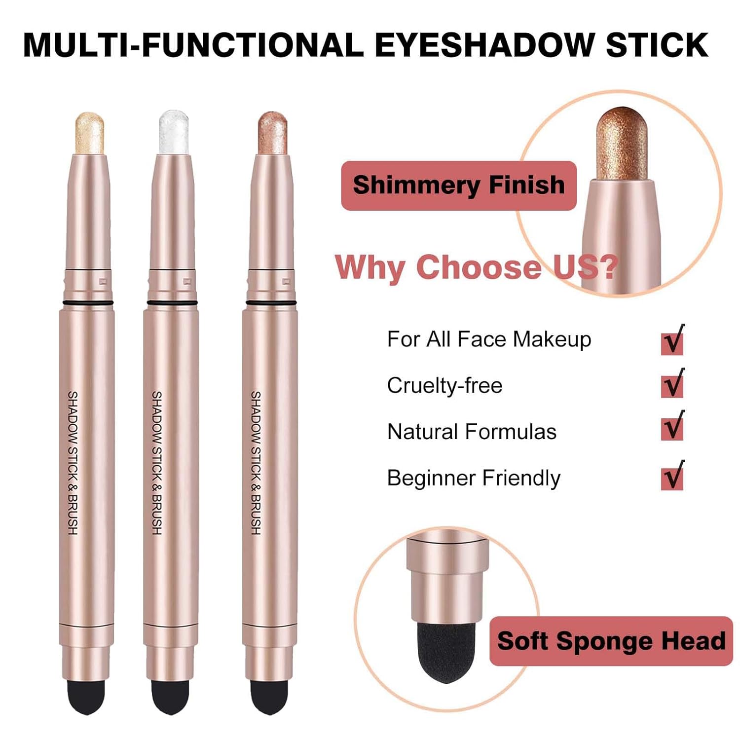 White Cream Eyeshadow Stick, Single Shimmer Eyeshadow Pencil, Waterproof Long Lasting Eye Shadow Stick Makeup, Hypoallergenic High Pigmented Eye Highlighter Pen Create Multi-Dimensional Eyes Look 01# - Image 5
