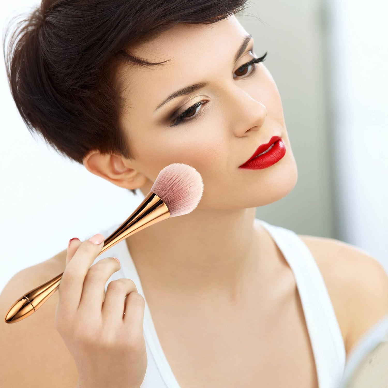 Boao 2 Pcs Large Fluffy Makeup Brushes Soft Bronzer Powder Brush for Coverage Loose Blending Buffing Nail Foundation(Rose Gold) - Image 3