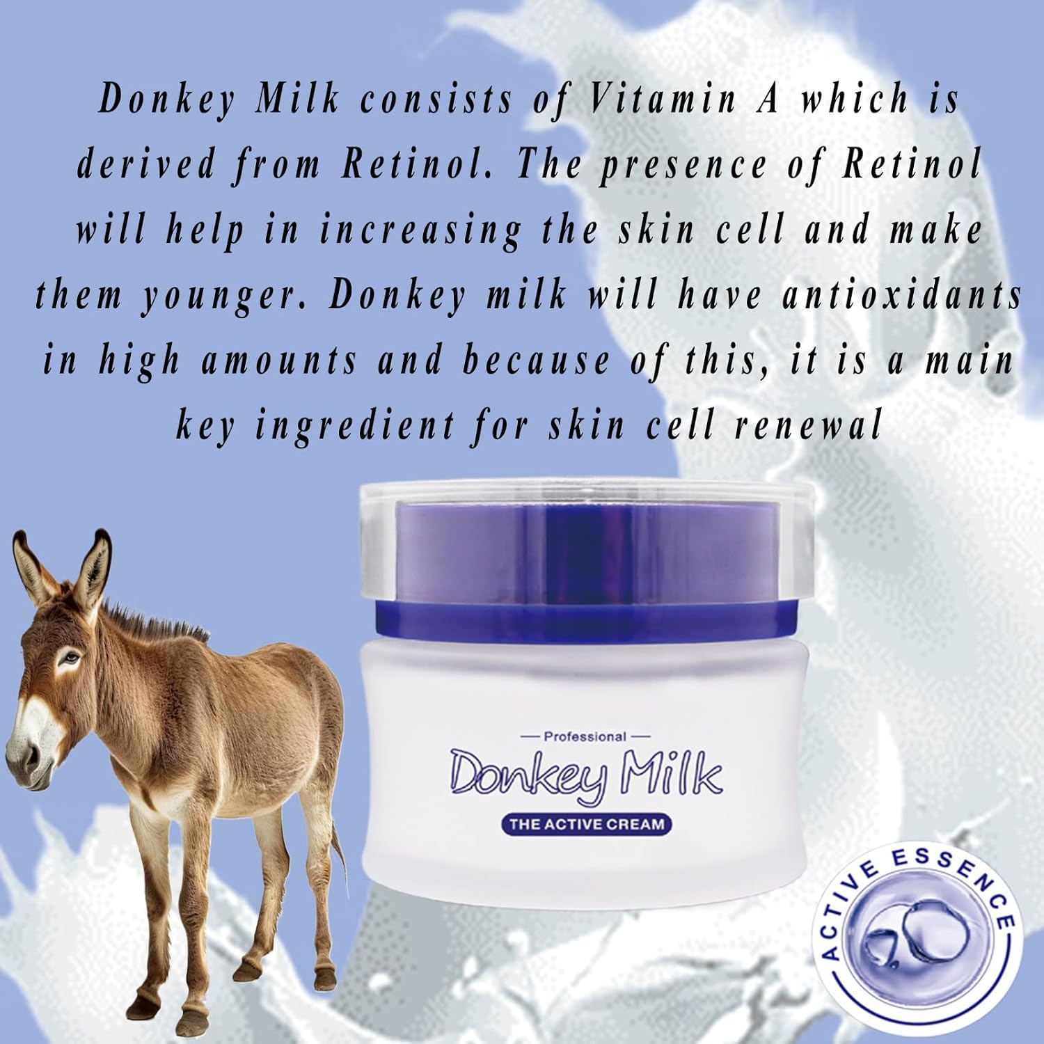 Donkey Milk Cream,Deeply Moisturizing Face Cream Reduces Wrinkles Repairs Dry Skin & Water Oil Balance Firm and Tight Skin Enhance Skin Elasticity Nourishing Cream Active Cream for All Skin Types - Image 2