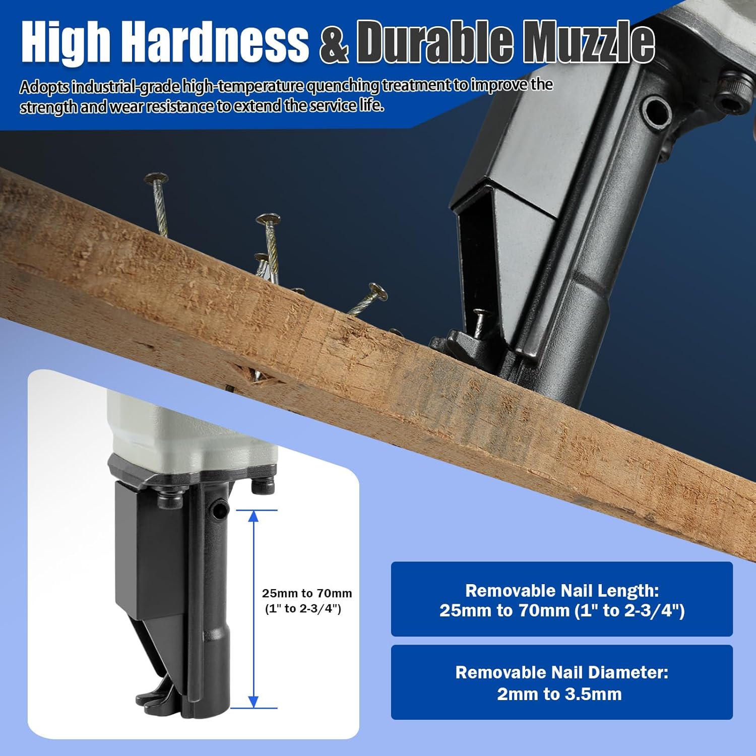 WOODPECKER BD70 Pneumatic Nail Puller Nail Remover Tool, Heavy Duty Air Denailer Gun for Recycling Wood and Pallets - Image 3