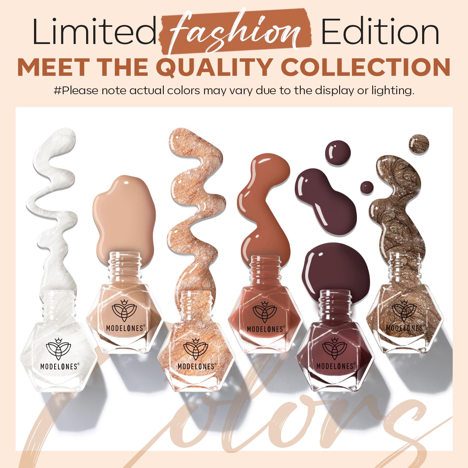 modelones Nail Polish 6 Colors Brown Nude Silver Glitter Nail Polish Set Skin Tone Spring Collection Quick Dry Mini Manicure DIY Nail Art Salon Home Gift For Women Girl - Image 2