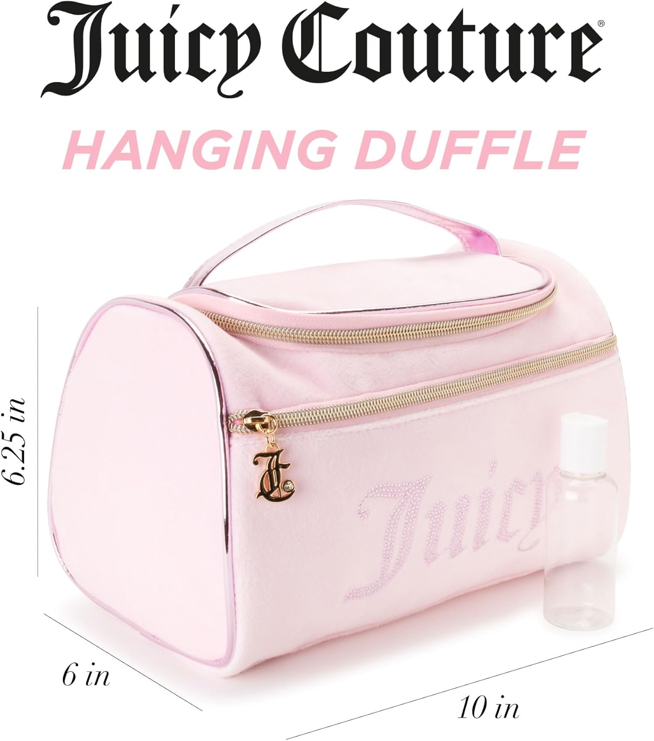Juicy Couture Women's Cosmetics Bag - Hanging Travel Makeup and Toiletries Small Duffel Bag, Pink - Image 2