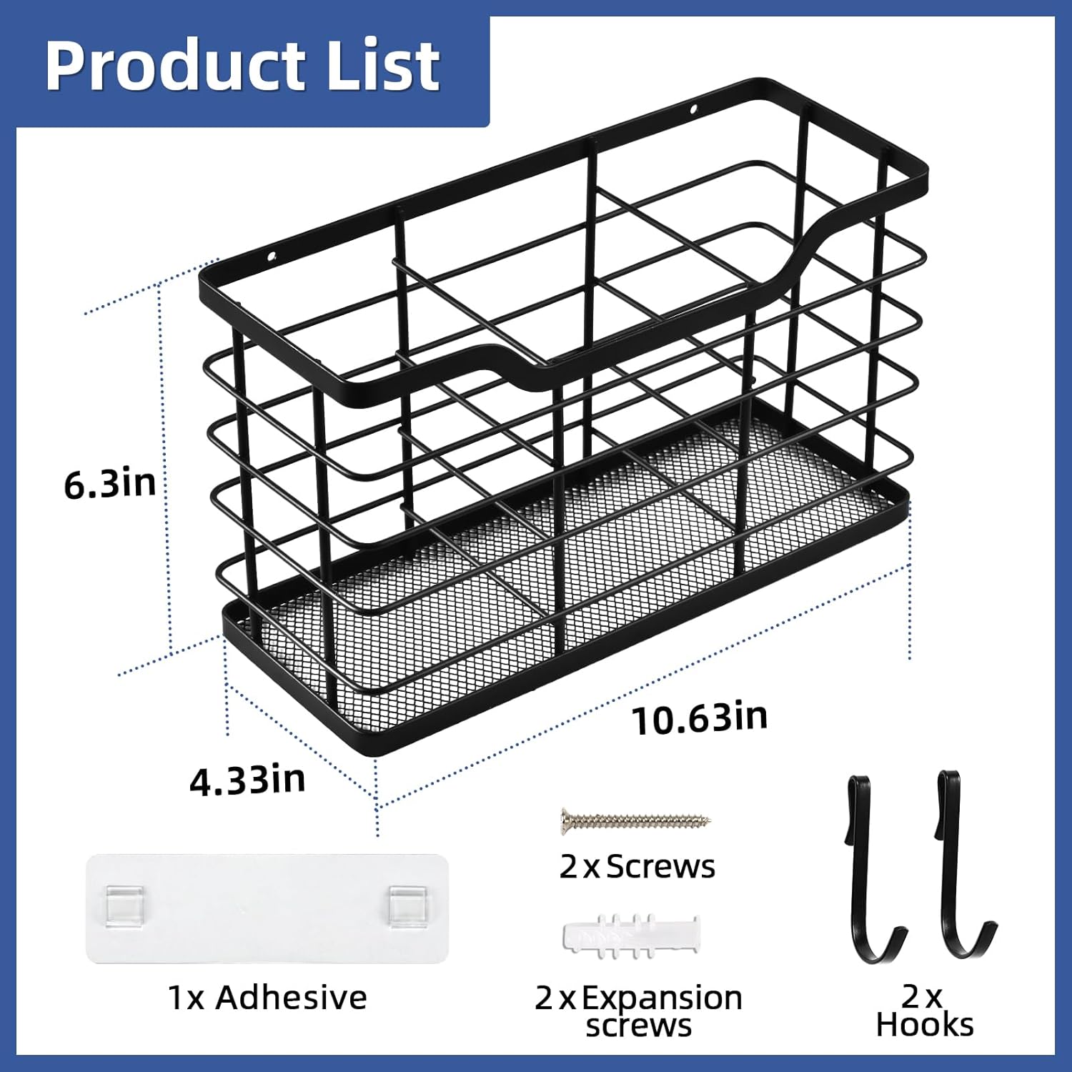 HappyHapi Hair Dryer Holder Hair Tool Organizer, Antirust Wall Mount Bathroom Hair Care Styling Tool Storage Basket for Hair Dryer, Curling Wands, Hair Straighteners - Image 4