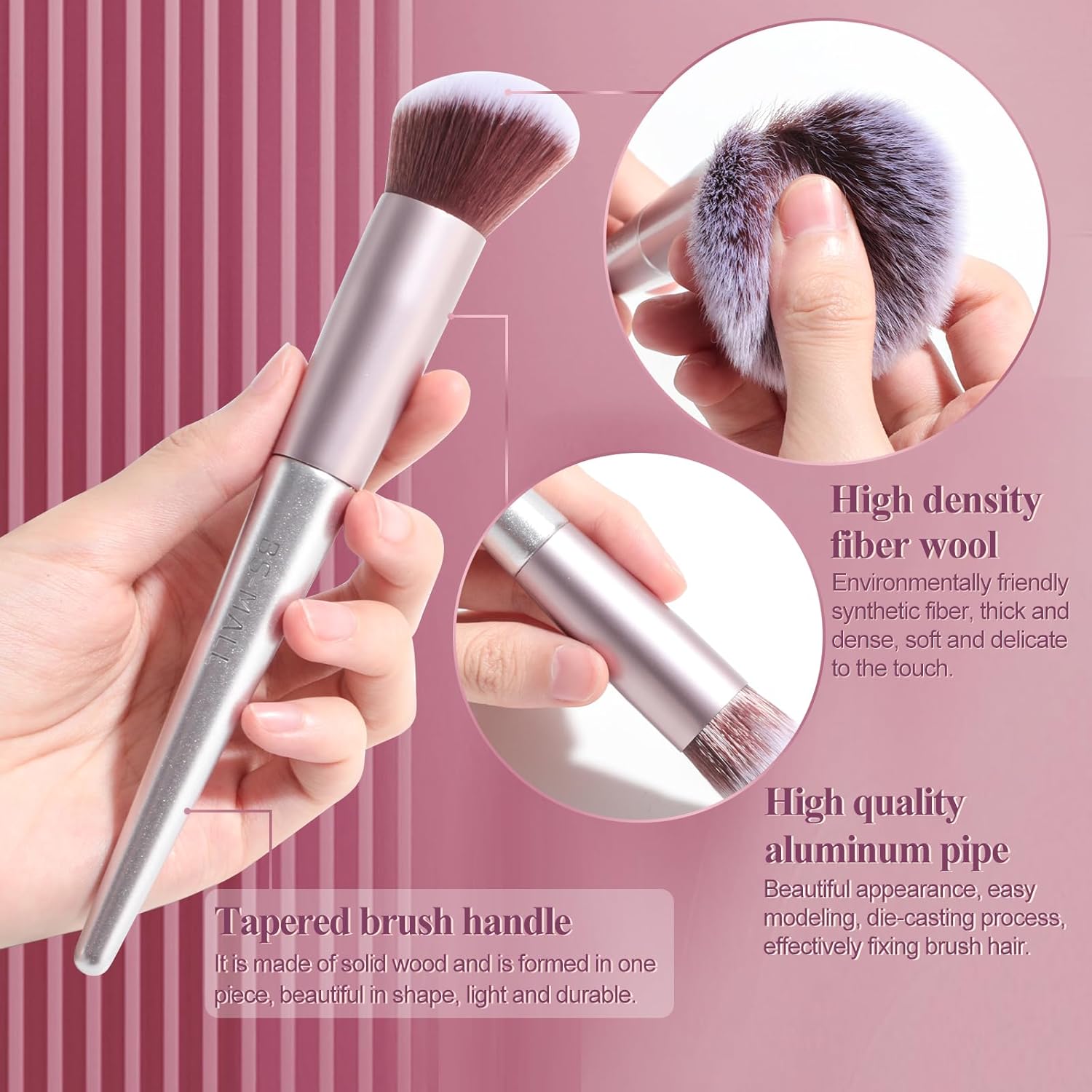 BS-MALL Makeup Brush Set 18 Pcs Premium Synthetic Foundation Powder Concealers Eye shadows Blush Makeup Brushes with black case - Image 4