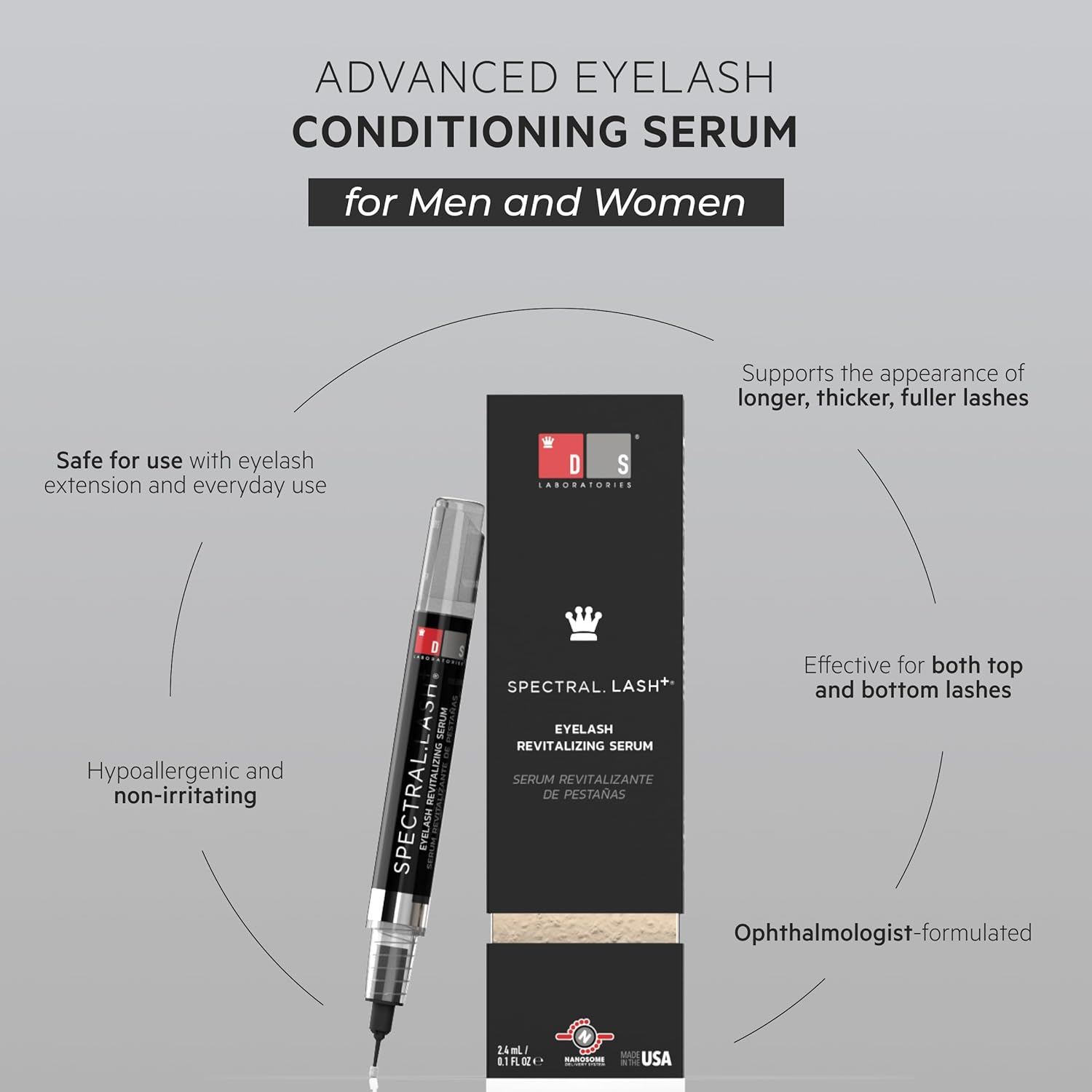 DS Labs Spectral.LASH Advanced Lash Enhancing Serum - Supports Fuller, Thicker, Longer-Looking Eyelashes, Safe for Lash Extensions, Paraben-Free, Sulfate-Free, Cruelty-Free, With Nanosome Technology - Image 2