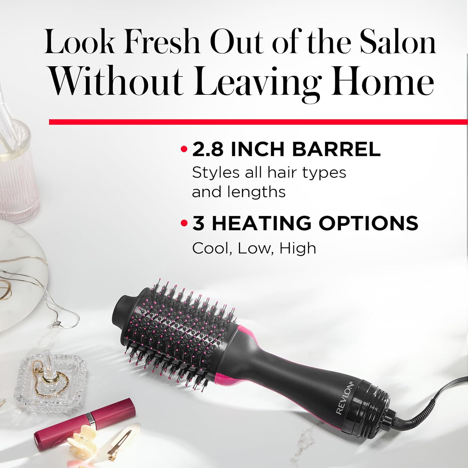 REVLON One-Step Volumizer Hair Dryer and Styler, for Less Frizz, More Shine, and Reduced Heat Damage for Salon Style Round Brush for Blowout, Black (Amazon Exclusive) - Image 7