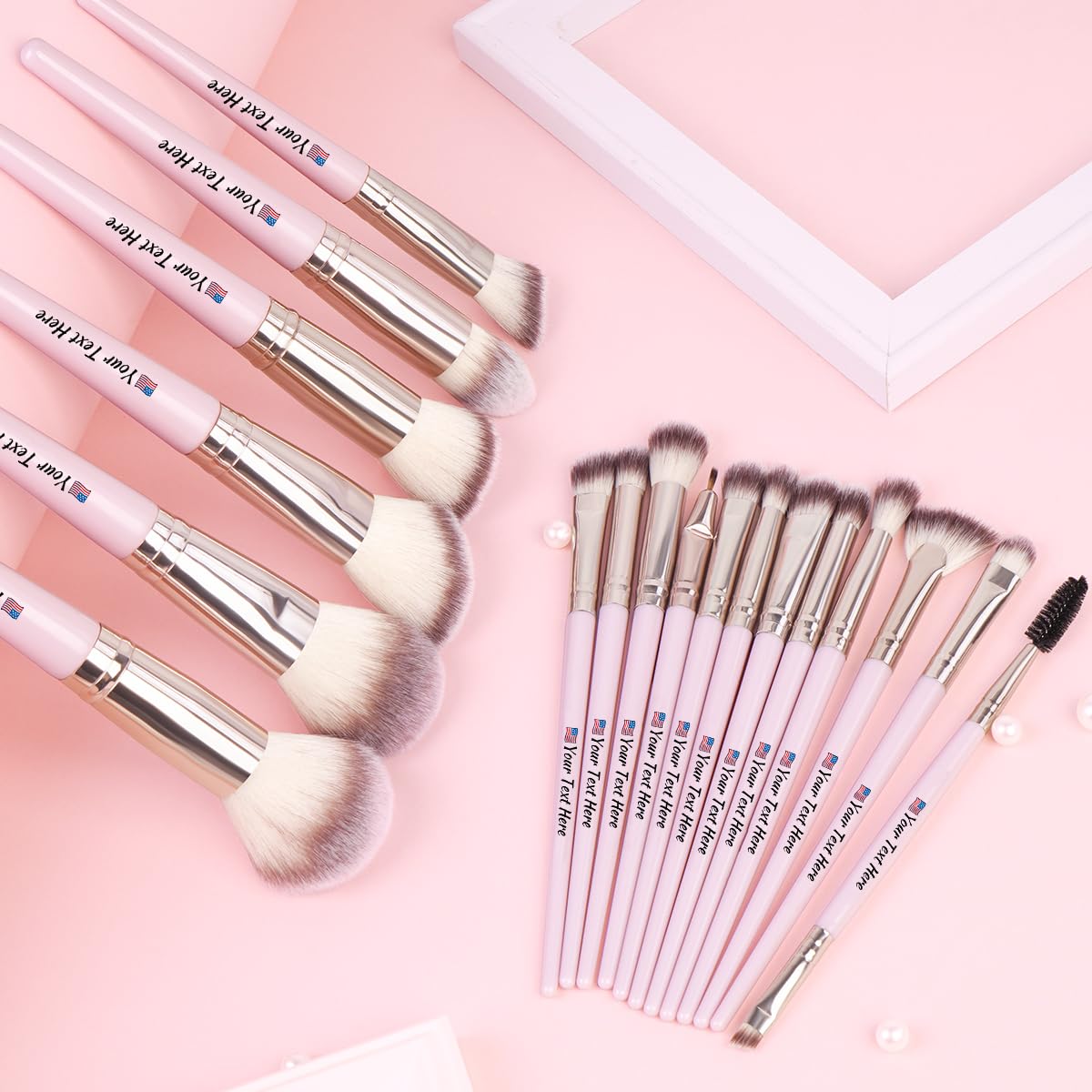 Personalized Gift Custom Makeup Brush Set, 18 Pcs Premium Synthetic Personalized Makeup Brushes Foundation Eyeshadow Brush Powder Blush Concealers Brush Set Travel Makeup Brushes with Case(Pink) - Image 9