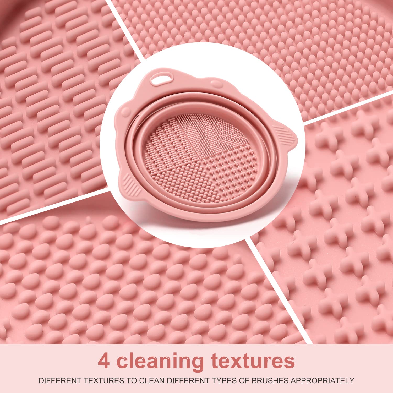 Foldable Silicone Makeup Brush Cleaner Bowl - Etercycle Portable Cleaning Tool for Brushes, Powder Puffs, and Sponges (Pink) - Image 3