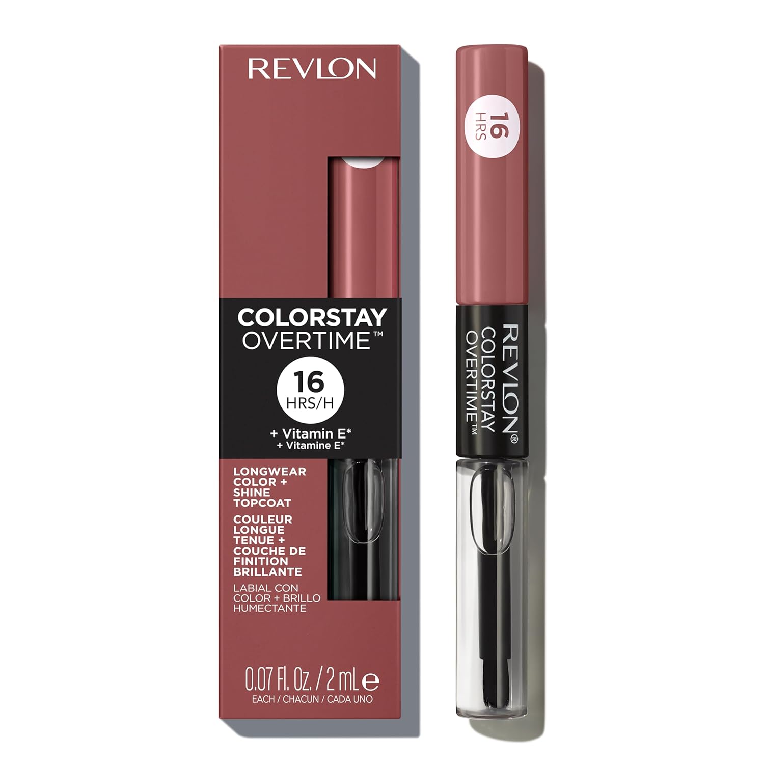 Revlon Liquid Lipstick with Clear Lip Gloss, ColorStay Overtime Lipcolor, Dual Ended with Vitamin E, 340 Eternally Tan, 0.07 Fl Oz - Image 2