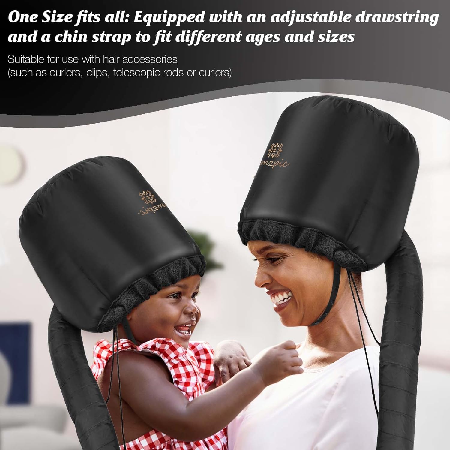 Bonnet Hood Hair Dryer Attachment - Headband Integrated Bonnet Hair Dryer for Speeds Up Drying Time at Home, Easy to Use for Styling, Curling and Deep Conditioning (Black,Adjustable) - Image 5