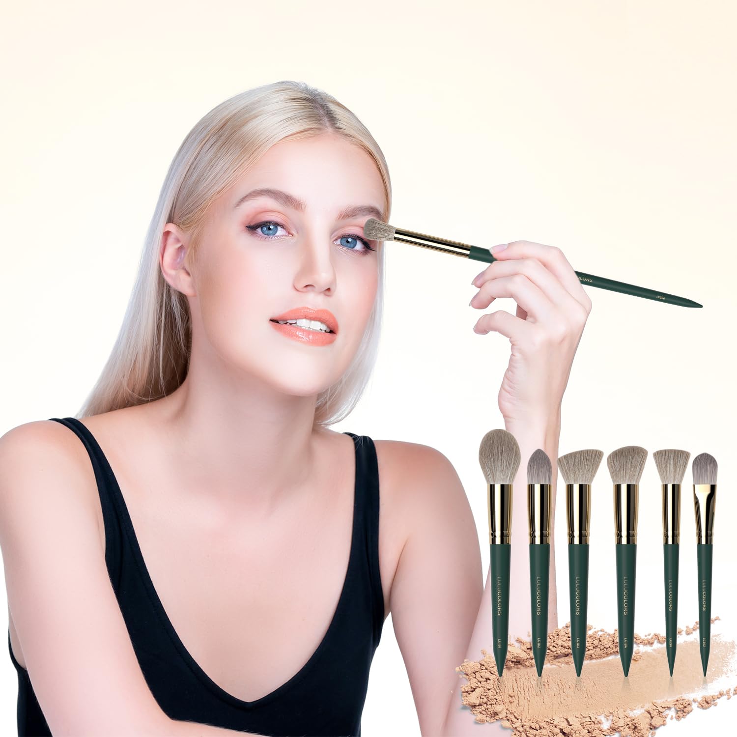 18-Piece Makeup Brush Set with Holder Case – Complete Makeup Brush Collection for Flawless Makeup Application -Soft Bristles (Green) - Image 3