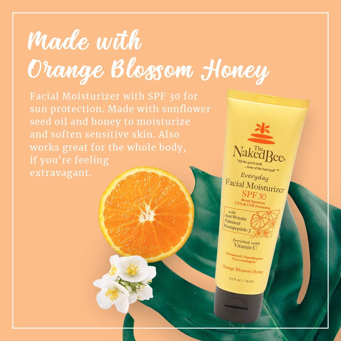 THE Naked BEE - 2.5 Oz Vitamin C Facial Moisturizer SPF 30 -Orange Blossom - Image 2