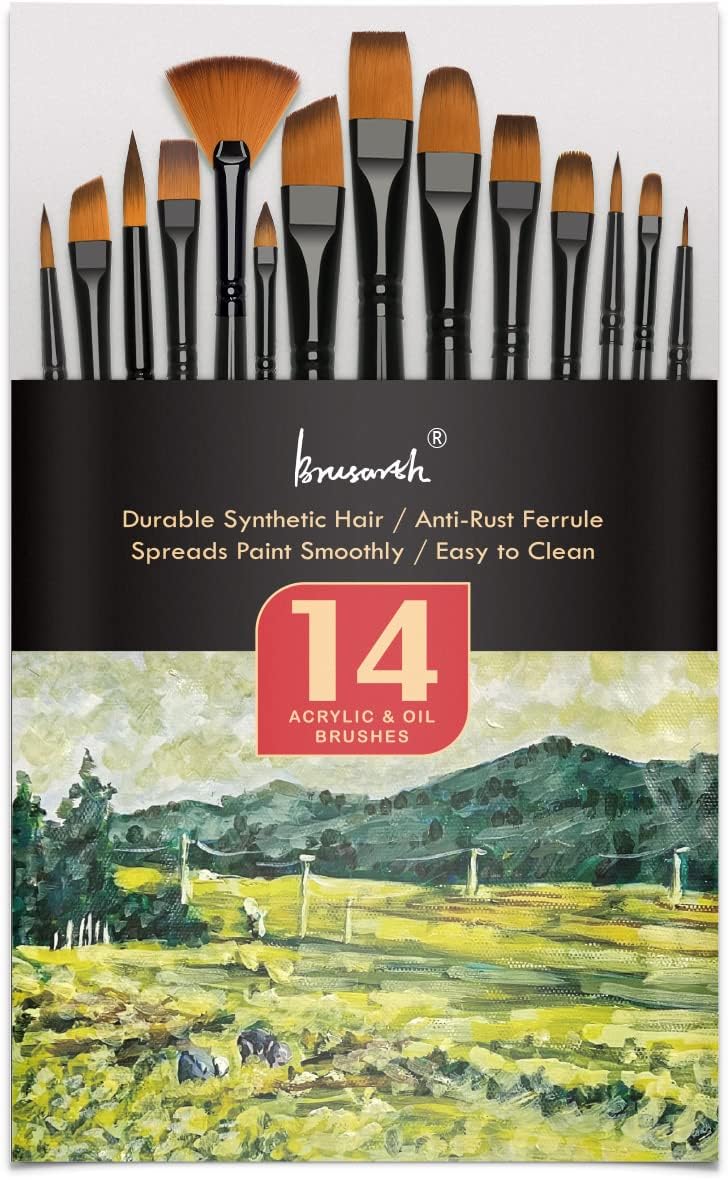 Paint Brushes Set, 14 PCS Artist Brush for Acrylic Oil Watercolor Gouache Artist Professional Painting Kits with Synthetic Nylon Tips - Image 9