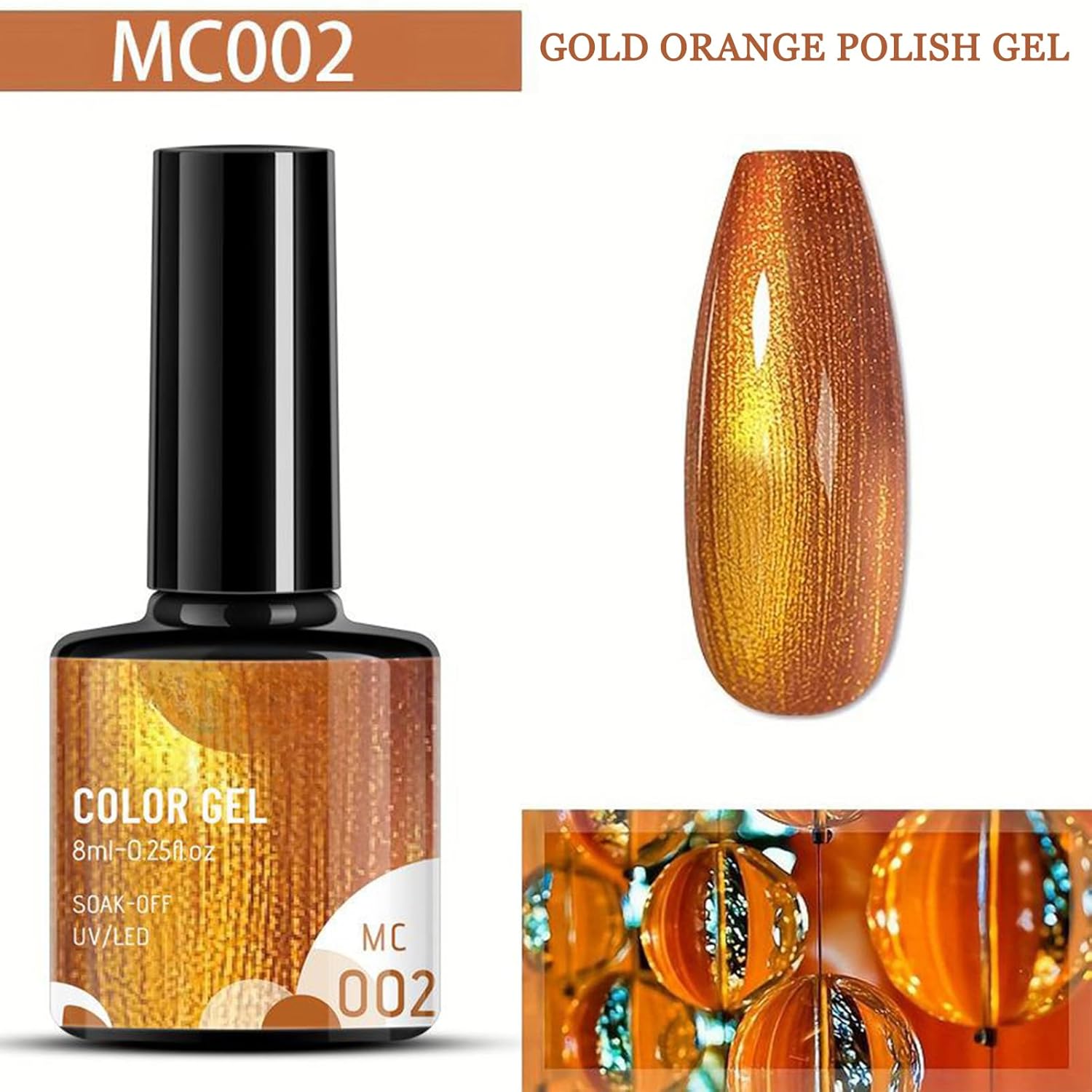 7pc Rainbow Gel Metallic Nail Polish Set - Chrome Gold Line, Reflective Mirror Nail Polish Gift Set in Red, Gold, Blue, Green, Pink - Image 7
