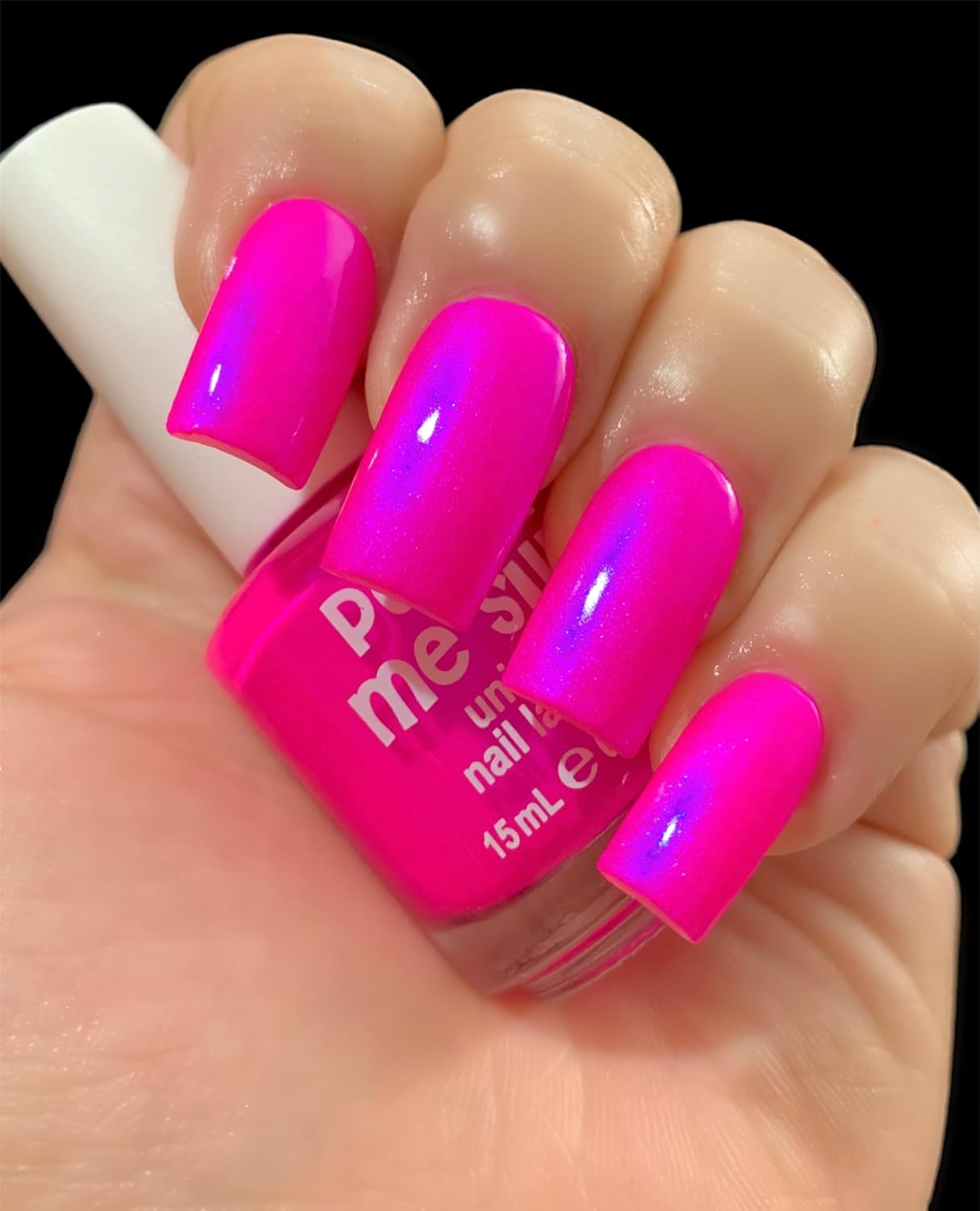 Barbee On The Glow - Neon Pink Blue NEON Glow Pop Collection MultiColor Shifting: Mylar Oil Slick Indie Nail Polish - Image 2