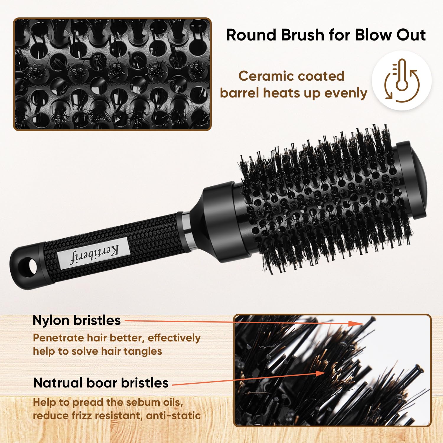 Nano Ceramic Ionic Round Brush Set 2 Pack for Professional Blow Drying and Styling - Image 3