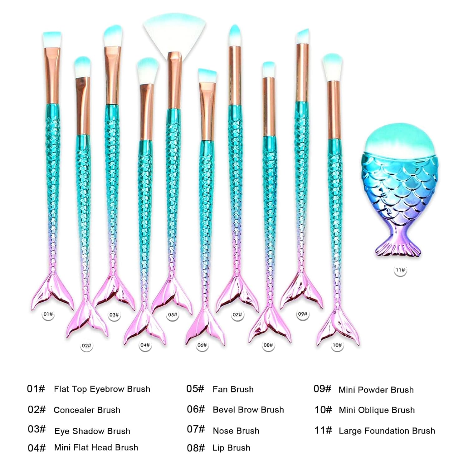 11PCS Makeup Brushes Set, Foundation Eyebrow Eyeliner Blush Cosmetic Concealer Brushes, Easter Basket Stuffers Essentials for Teens Girls/Women, Stocking Stuffers for Kids Girls Accessories Stuff - Image 3