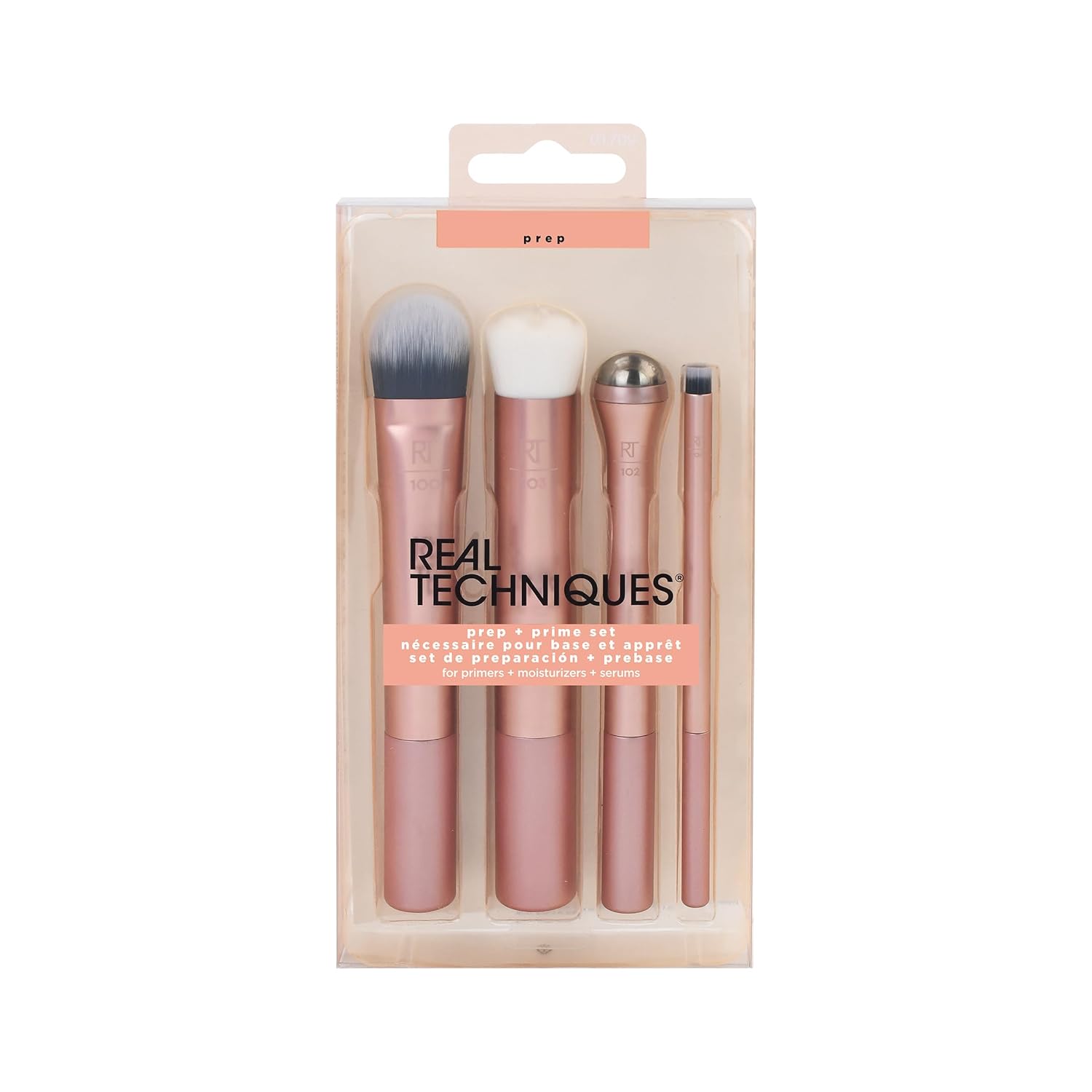 Real Techniques Prep and Prime Makeup Brush Set, Ideal for Exfoliating & Applying Primers, Moisturizers, & Serums, Skincare Tools, Synthetic Bristles, Cruelty-Free & Vegan, 4 Piece Set - Image 2