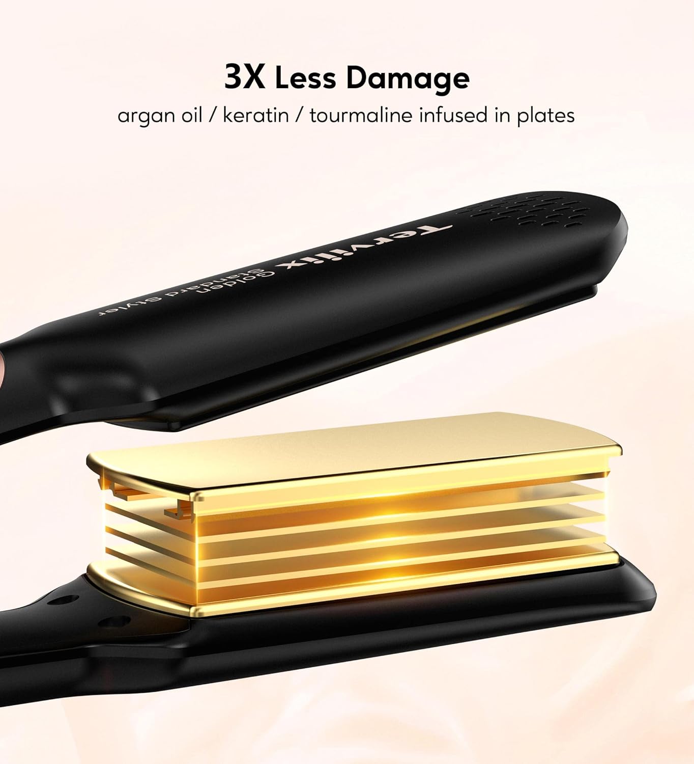 Flat Iron Hair Straightener by Terviiix - Ceramic & Tourmaline for Smooth, One-Swipe Results, Salon-Grade Wide 1-3/4 Inch Straightening Iron Gently Straightens Thick, Curly, Black & Natural Hair - Image 2
