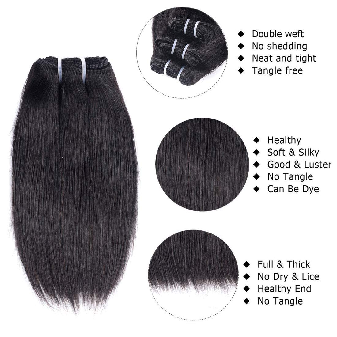 Liang Dian 10 Inch Short Human Hair Bundles Natural Color 4 Bundles 12A Brazilian Virgin Hair 100% Unprocessed Straight Human Hair(10"10"10"10") - Image 4