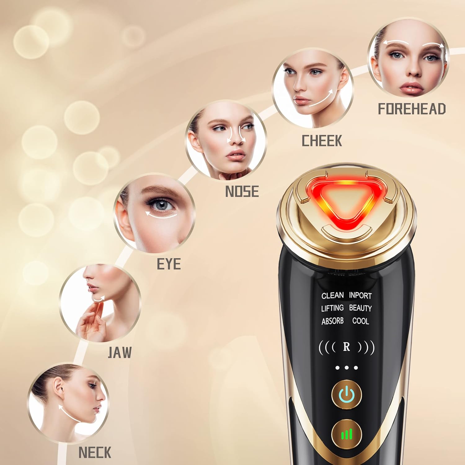 Radio Frequency Facial Machine with EMS - Anti-Aging Skin Tightening Rejuvenation Skin Care Eqipment Home Use,5 in 1 Light Therapy for Wrinkles Lifting High Frequency Face Massager. - Image 2