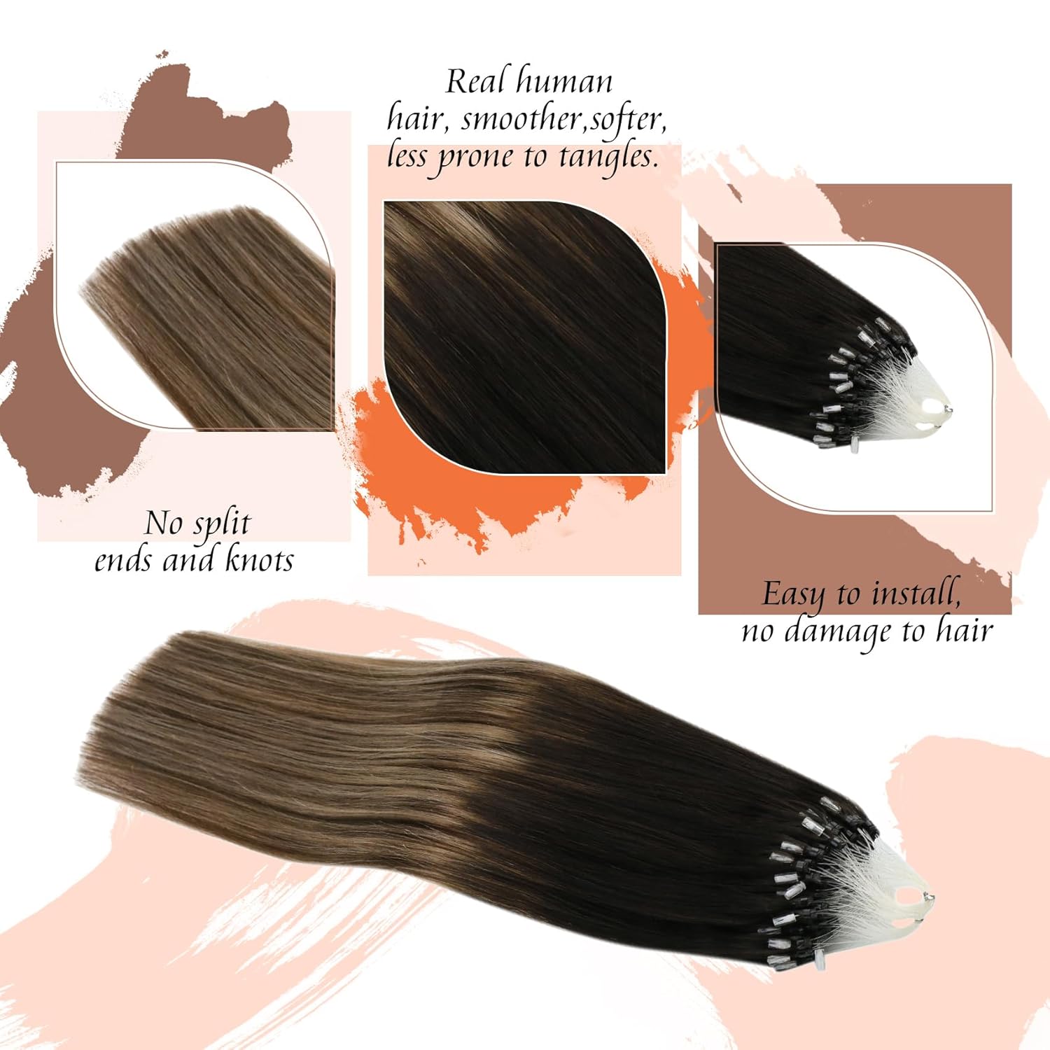 Sunny Hair 18 Inch Medium Ash Blonde Ombre Micro Link Human Hair Extensions 50g - Image 3