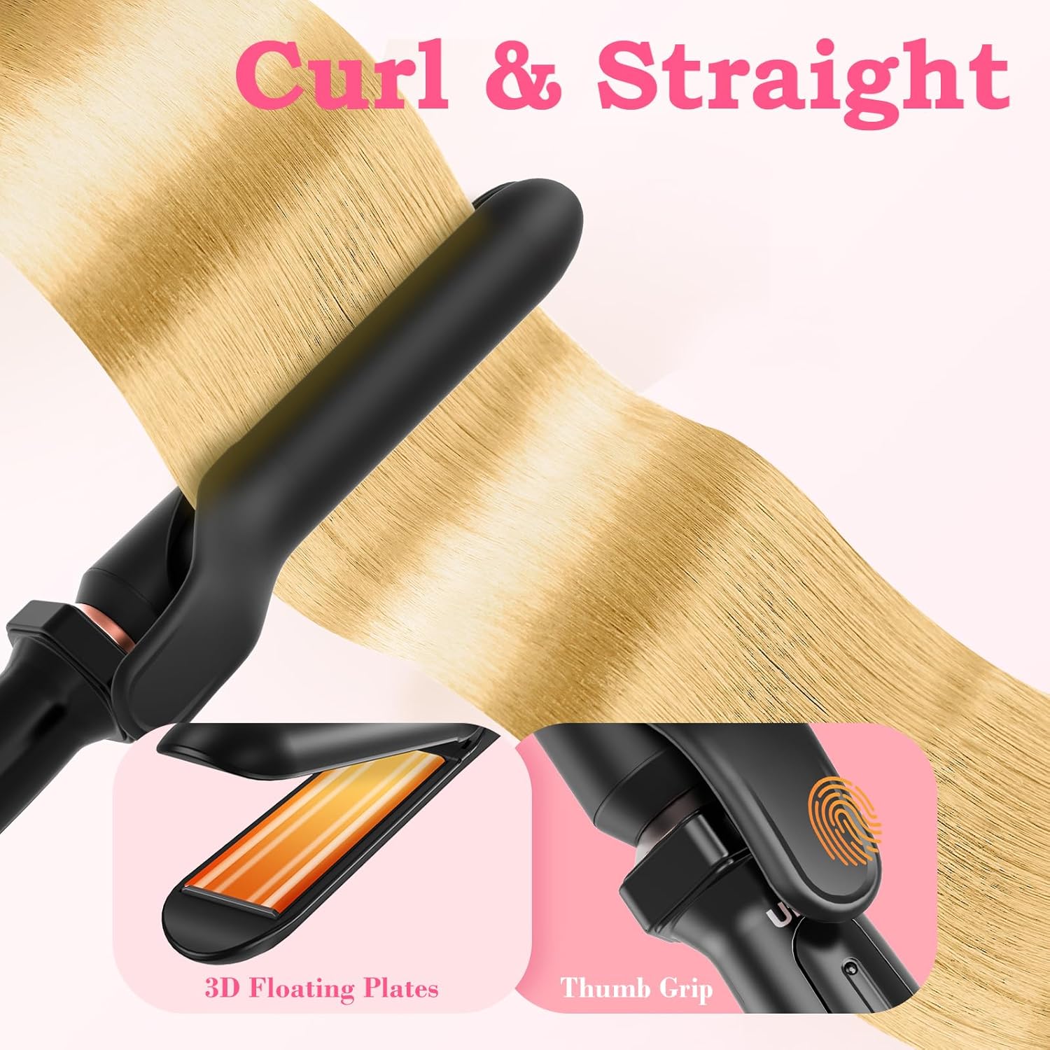 Ufree 5 in 1 Curling Iron with Interchangeable Ceramic Barrels (0.35"-1.25"), Curling Wand Set with Flat Iron Hair Straightener, Instant Heat Up, Dual Voltage Hair Curler, Gifts for Women - Image 4