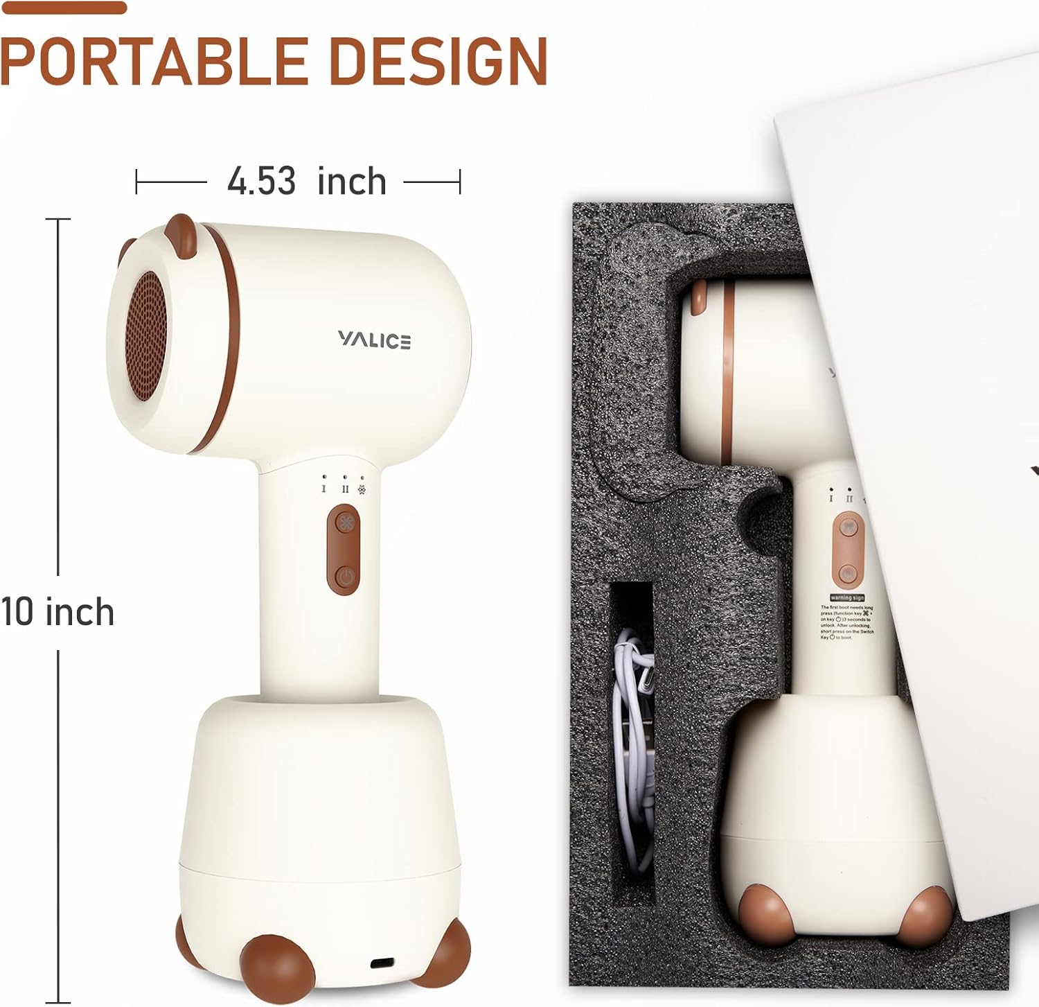 Rechargeable Cordless Baby Hair Dryer for Infants and Toddlers 0-3 Years, Gentle Low Heat, 3 Speeds, Khaki - Image 7