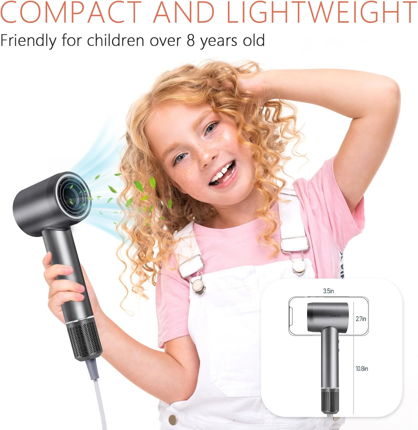 Hair Dryer, 110000 RPM Brushless High-Speed Hair Dryer 1500W Motor Negative Ionic Blow Dryer, Low Noise Hairdryer with Nozzle Diffuser - Image 7