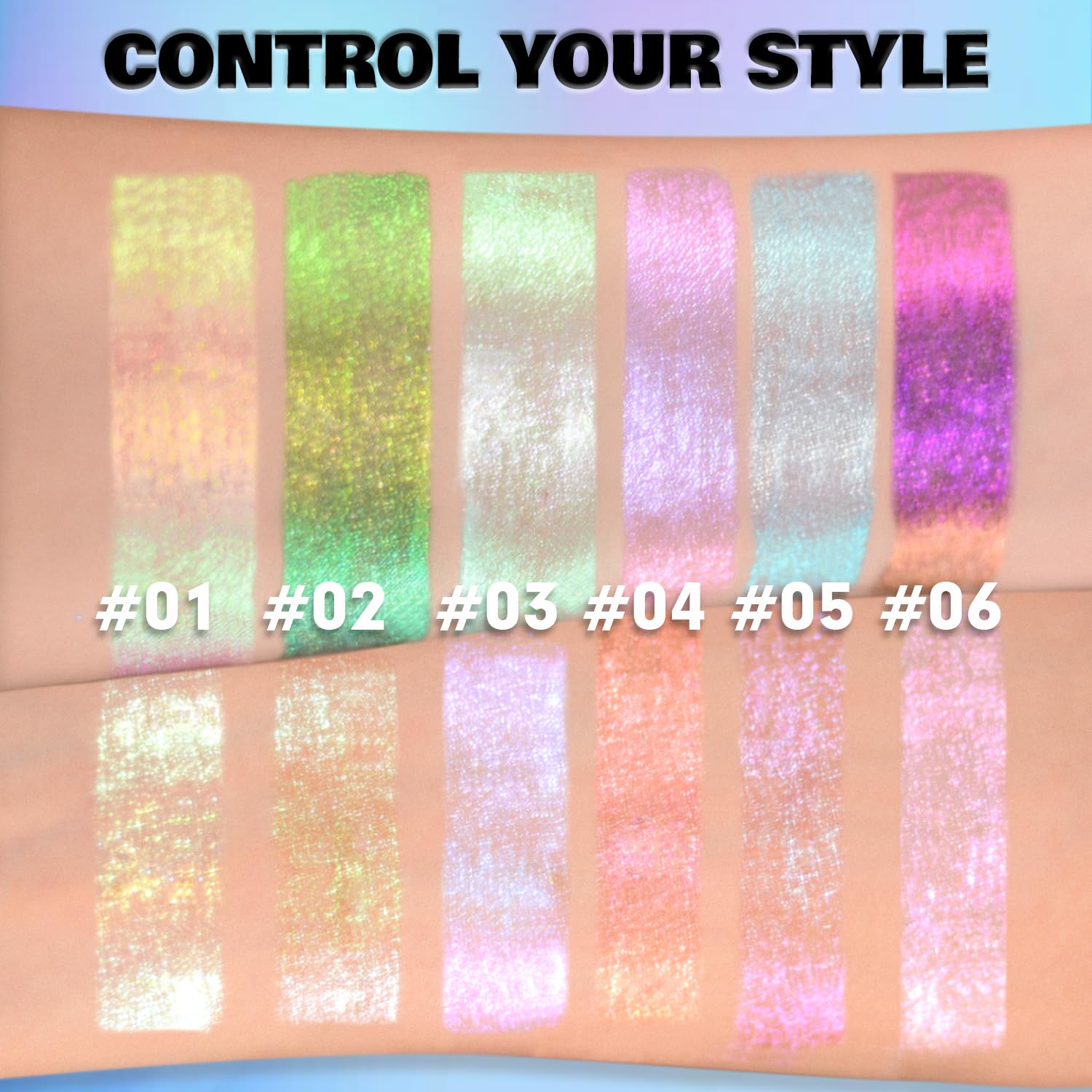 CHARMACY 2 in 1 Starlit Duochrome Liquid Eyeshadow, Glitter Sparkle Colorful Liquid Eyeliner, Quick Drying, High Pigmented, Long lasting Holographic Glitter Multichrome Eye Makeup #03 - Image 6