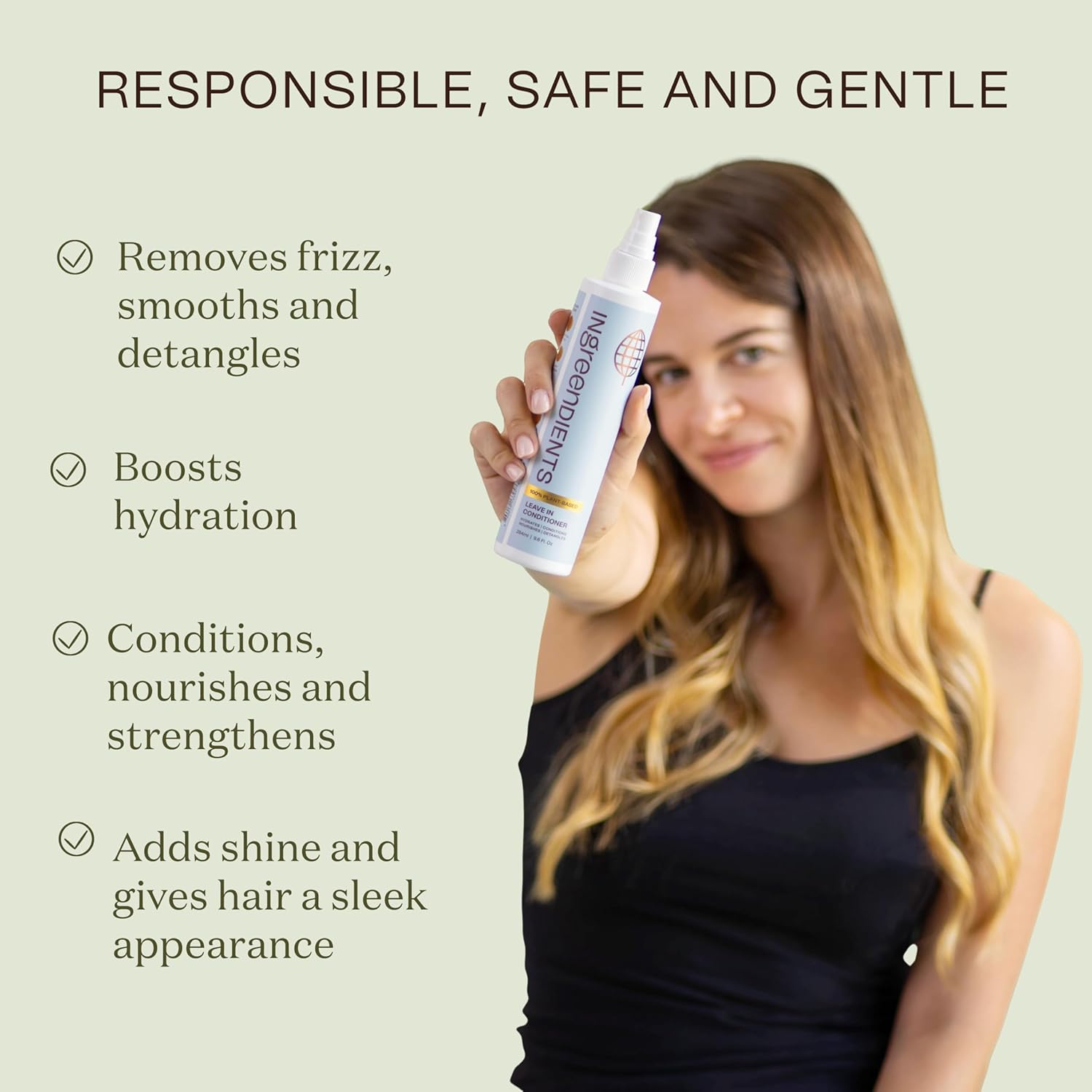 Detangler and Leave In Conditioner made with Organic ingredients - Sulfate-Free, Color-Safe, Silicone-Free, Cruelty-Free, Gluten Free (9.6 FL OZ) - Image 3