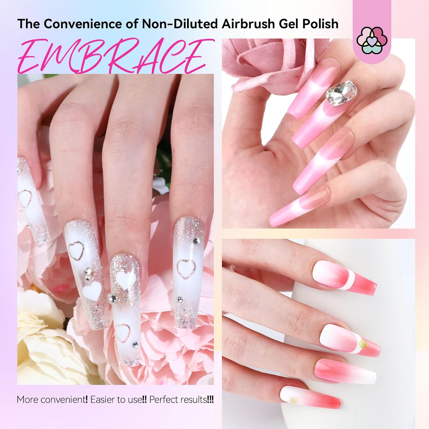 SAVILAND Airbrush Gel Nail Polish: Dilution-Free 24 Colors Airbrush for Nails with Airbrush for Gradients Nails Blush Nails Layered Nail Art Various Pattern High Color Saturation for Home Salon Kit - Image 8