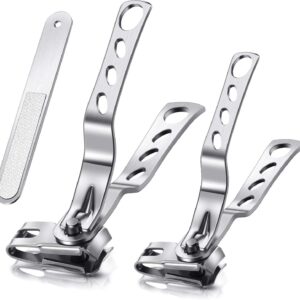 Mudder 3 Pieces 360 Degree Rotary Nail Clippers Set, Stainless Steel Fingernail Toenail Clippers Trimmer and Cutter with Nail File, Easy Grip Fingernail Cutter Gifts for Men and Women