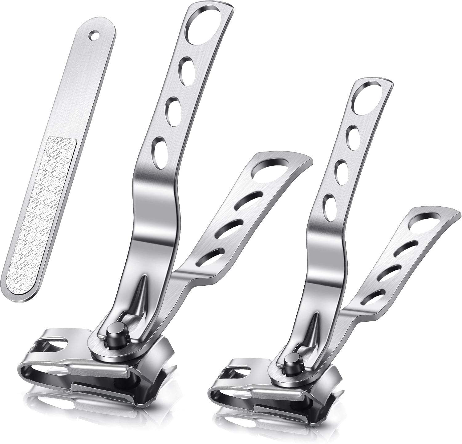 Mudder 3 Pieces 360 Degree Rotary Nail Clippers Set, Stainless Steel Fingernail Toenail Clippers Trimmer and Cutter with Nail File, Easy Grip Fingernail Cutter Gifts for Men and Women
