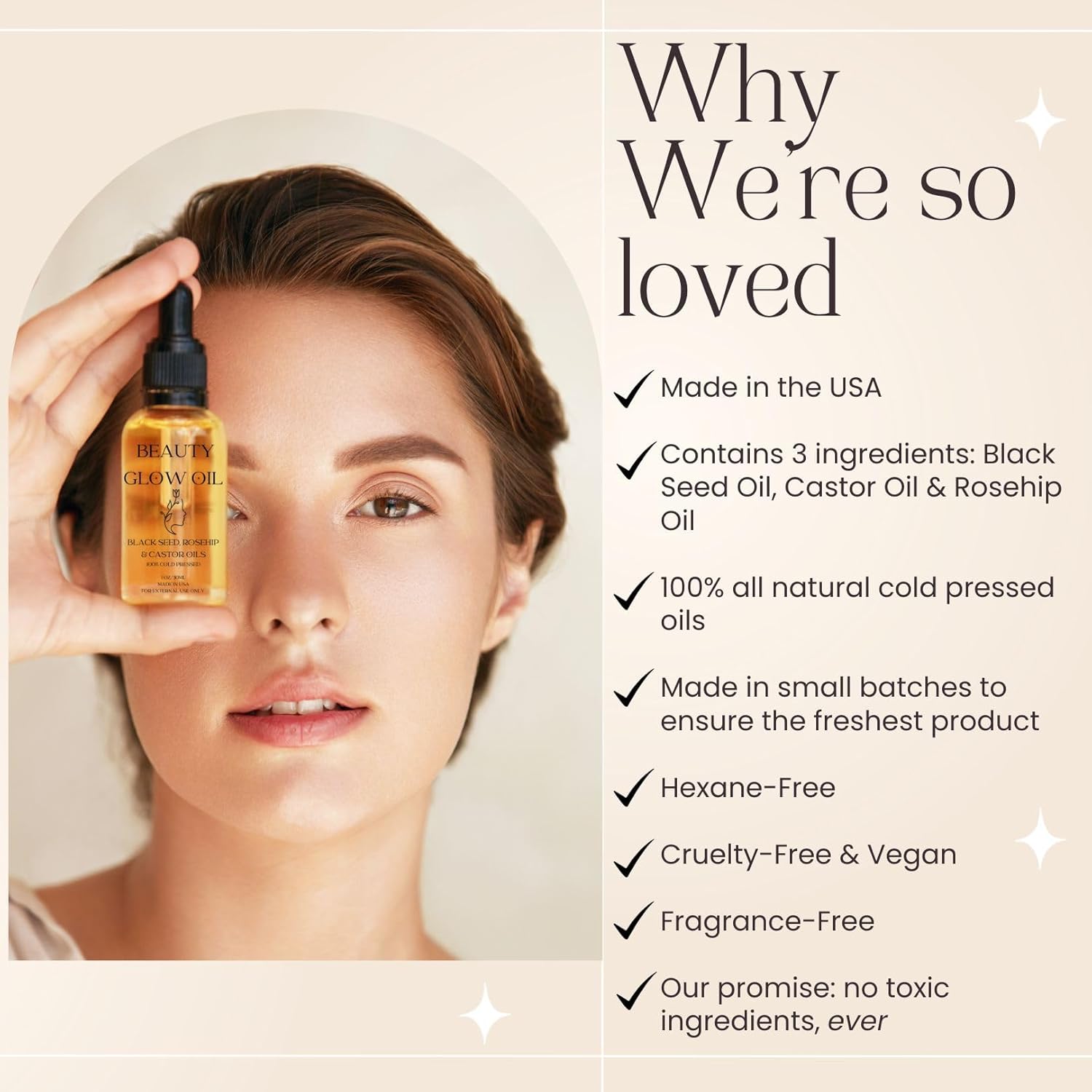 Black Seed Oil, Rosehip Oil, Castor Oil Organic Cold Pressed for Face Anti-Aging Miracle Facial Moisturizer Serum Natural Skincare Fortifying Hydrates Skin Moisturizing Beauty Glow Oil 1 Fl Oz/30mL - Image 2