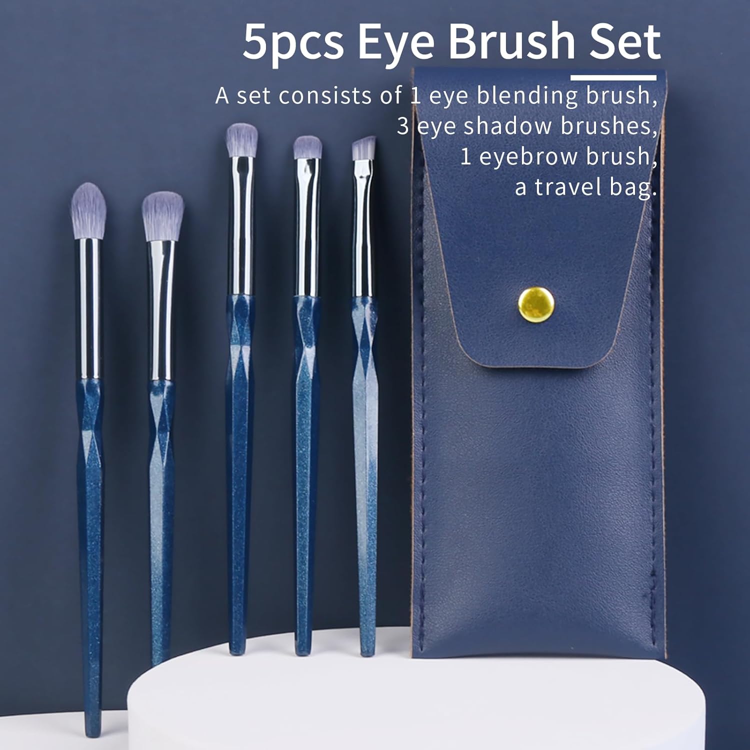 Sapphire Blue Eye Shadow Brush Set, Diamond Eyeshadow Brushes Set, Small Nose Contour Brush, Glitter Eyeshadow Brush, Eyeshadow Blending Brush, Colorful Eye Makeup Brushes Set Professional. - Image 7