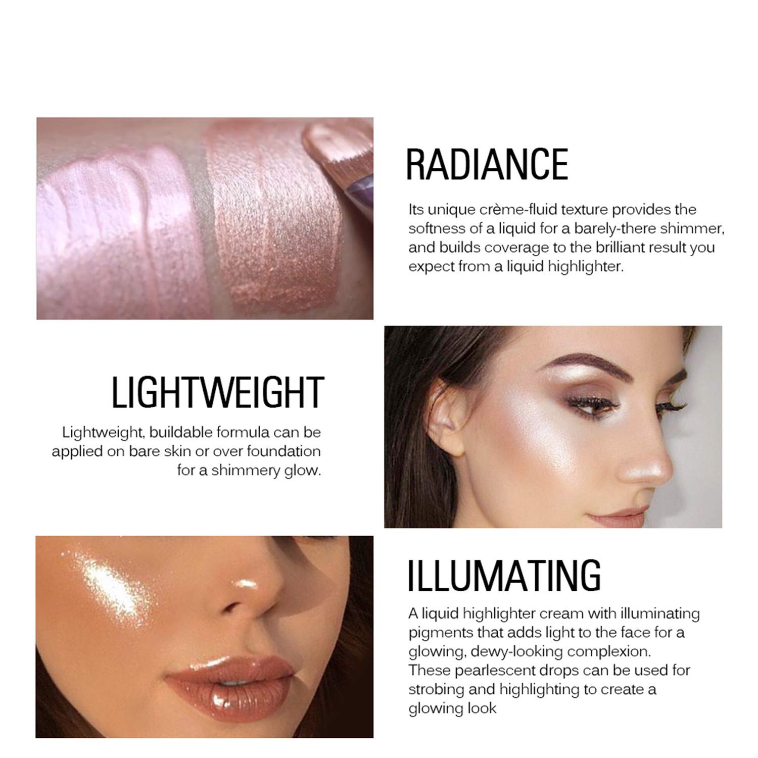 SACE LADY 3-Pack Liquid Highlighter Makeup Set 18ml Ultra-Smooth Radiant Illuminators - Image 5