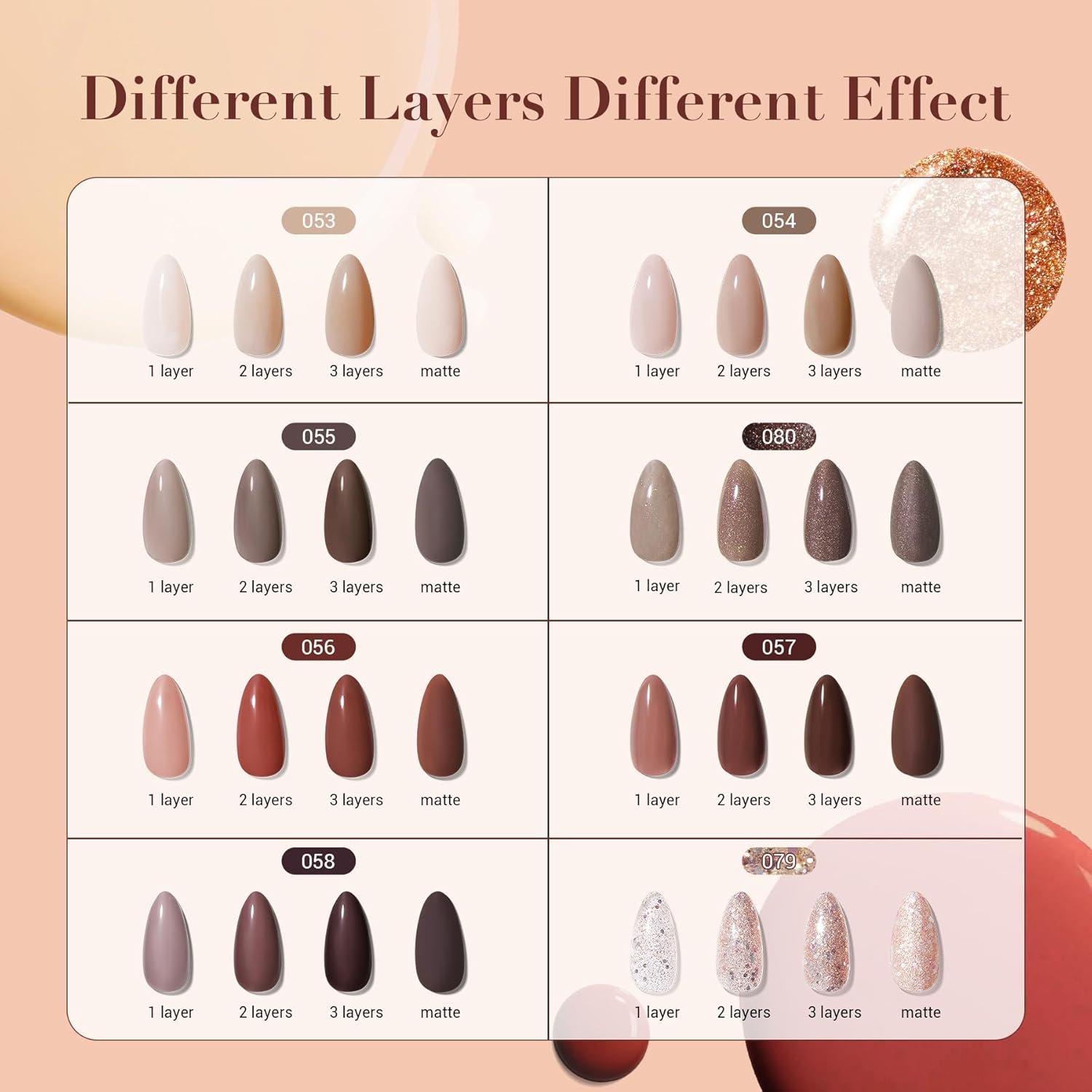 AZUREBEAUTY 8 Colors Brown Nude Glitter Nail Polish Set, Quick-Dry Perfect for Women Manicure Nail Art DIY Salon - Image 2