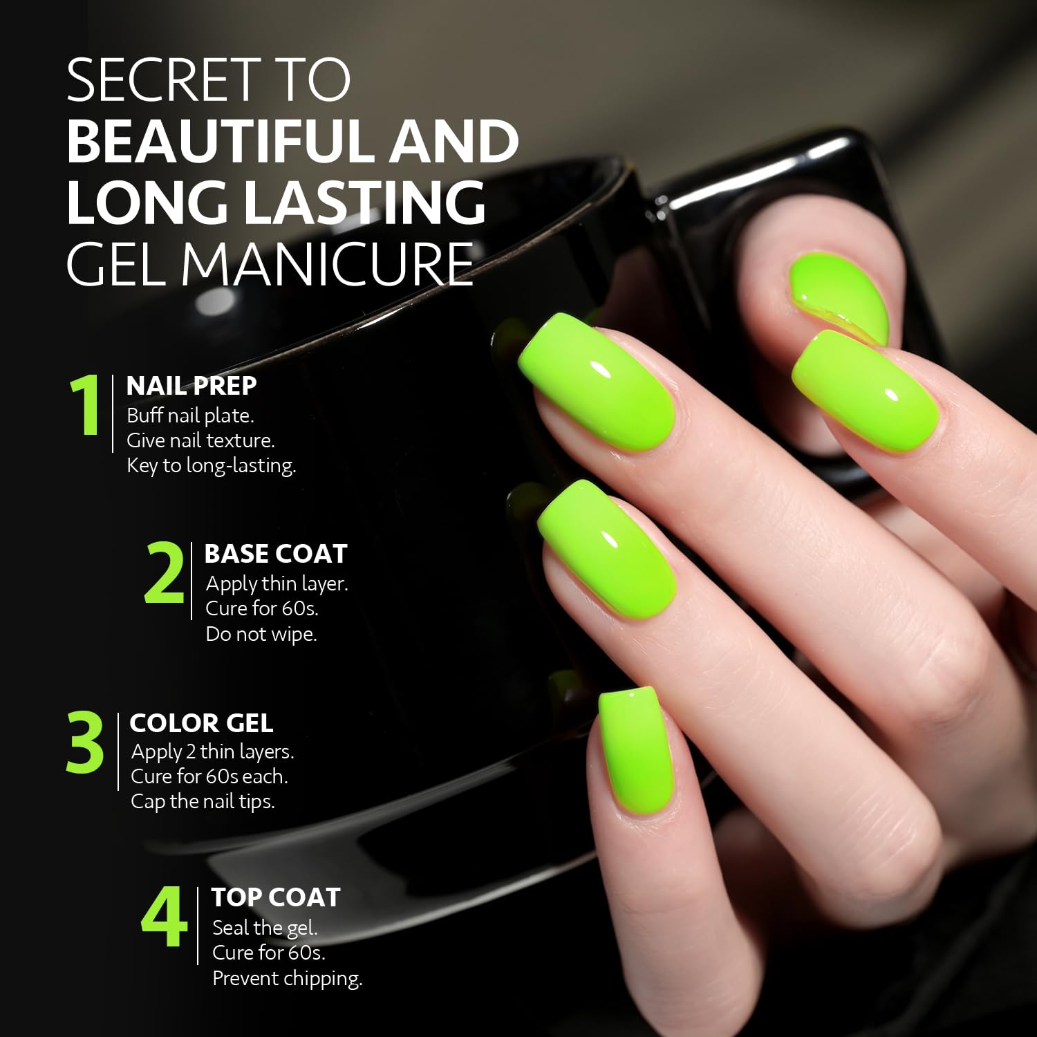 GAOY Neon Green Gel Nail Polish, 16ml Soak Off Gel Polish, UV Light Cure for Nail Art DIY Manicure at Home, 2278 Neon Green - Image 4