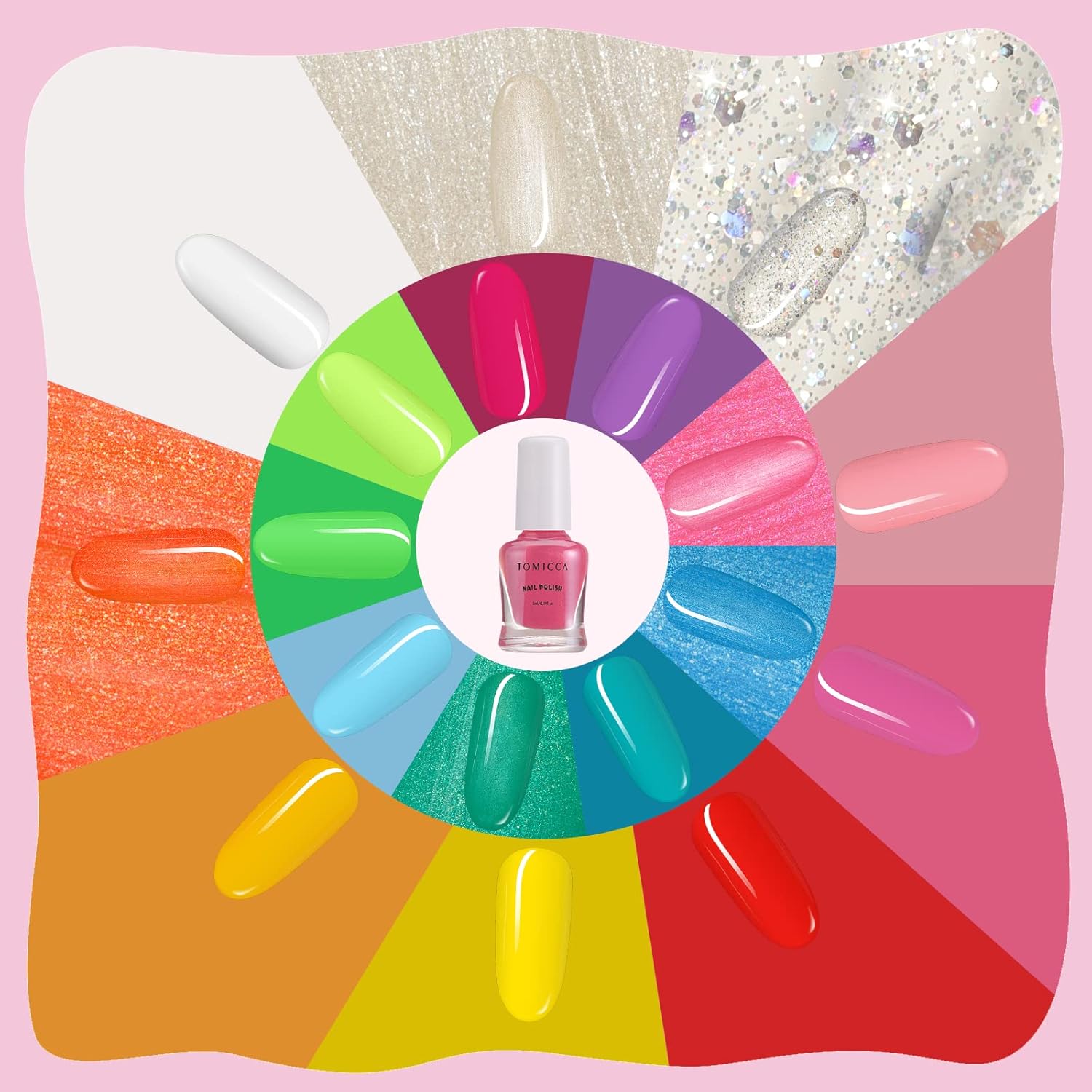 TOMICCA Kids Nail Polish Sets, 18 Pcs 100% Non Toxic Peel Off Water Based Safe Quick Dry Nail Polish Kit, Birthday Gifts Nail Paint Set for Girls with Nail Separator Stickers Kit (Ages 3+) - Image 5