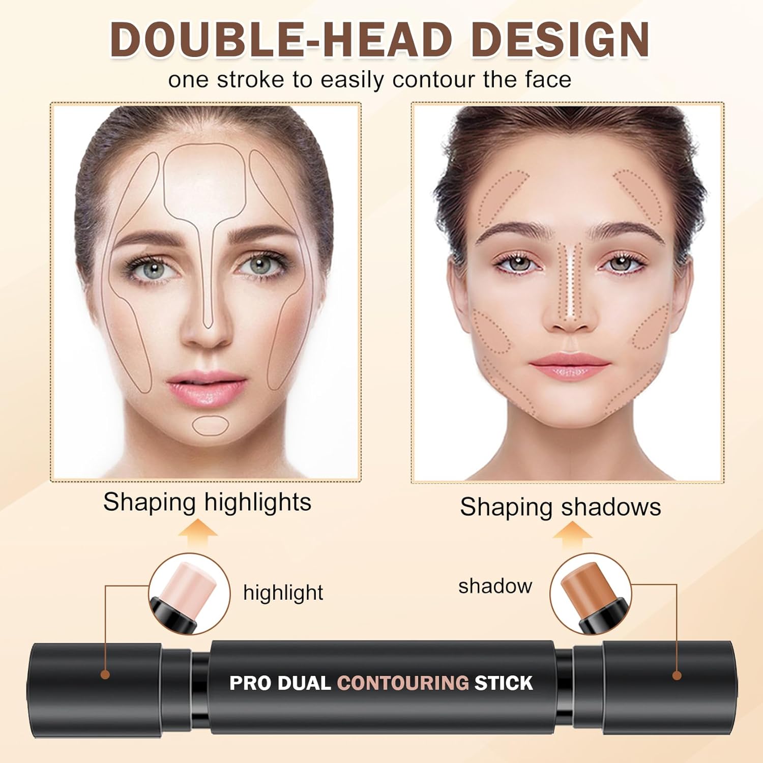 6 Colors Cream Contour Stick Makeup Contour Kit,Double-ended Cream Bronzer Stick,Highlighter Stick,Cream Blush Stick,Lightweight Contour Makeup Kit for Beginners - Set A - Image 4