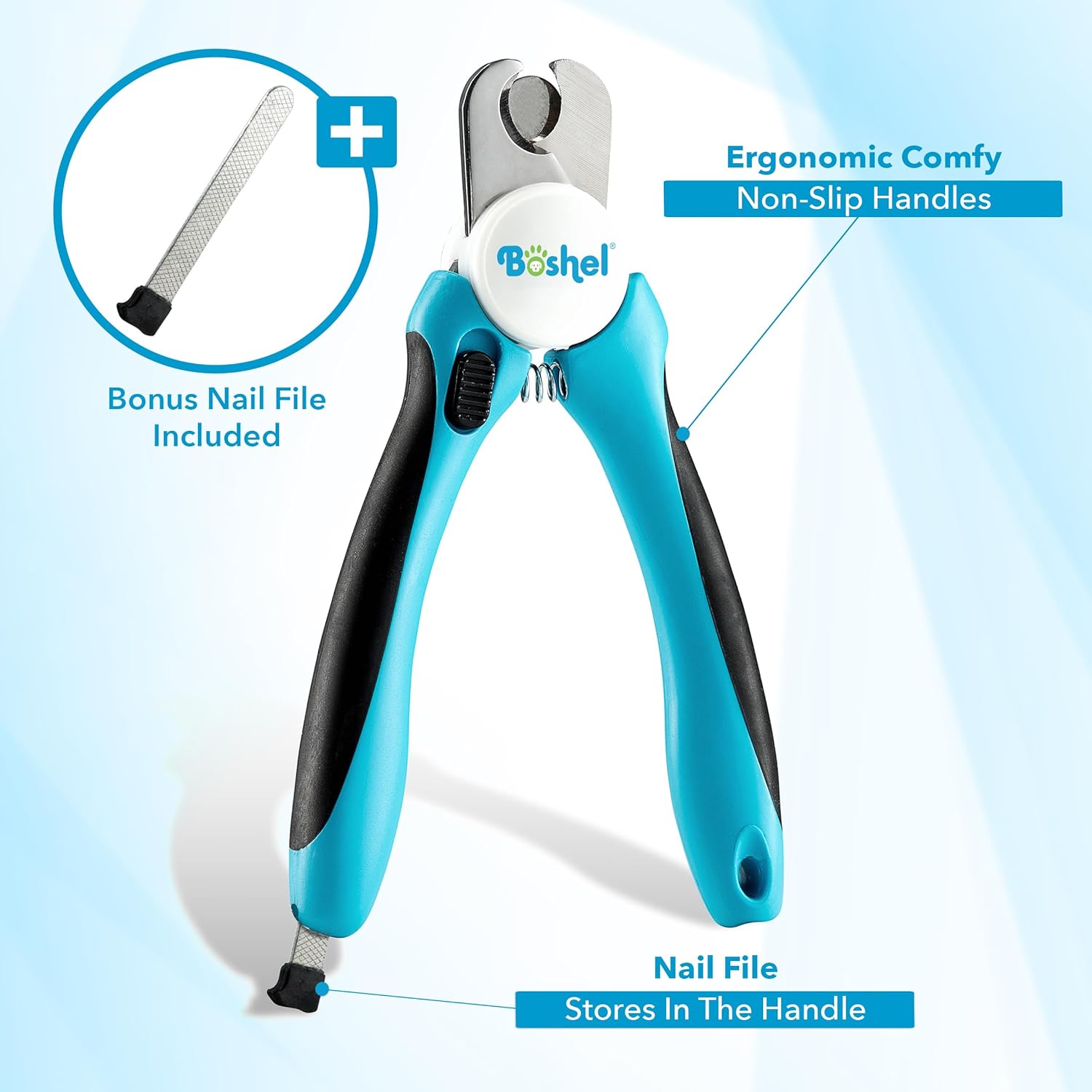 Dog Nail Clippers and Trimmer by Boshel - with Safety Guard to Avoid Over-Cutting Nails & Free Nail File - Razor Sharp Blades - Sturdy Non Slip Handles - for Safe, Professional at Home Grooming - Image 5