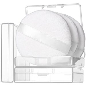Teenitor 3pcs Setting Powder Puff 2.36 Inch, Soft Applicator for Loose and Pressed Powder, Face Makeup Puff With Cases