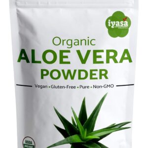 Organic Aloe Vera Powder, Aloe Barbadensis for Cooling Face and Hair Mask, Natural Moisturizer, ONE Resealbale Pack of 8 oz/223 Gram