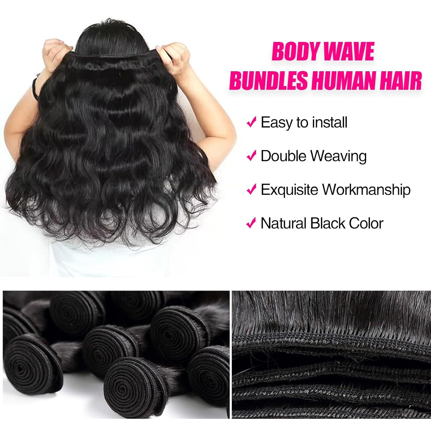 12A Brazilian Body Wave 16 18 20 Inch Human Hair Extensions for Women - Image 5